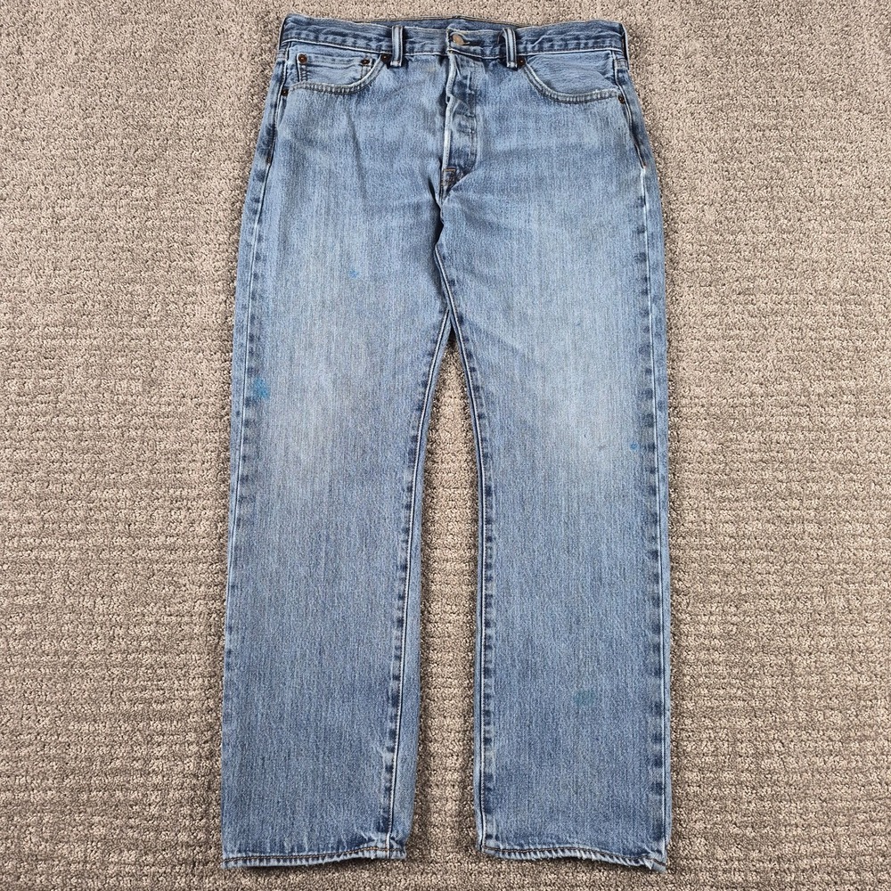 Levis 501 Jeans Mens 34x30 (fit 32x29) Blue Button Fly Straight Leg Cotton Denim